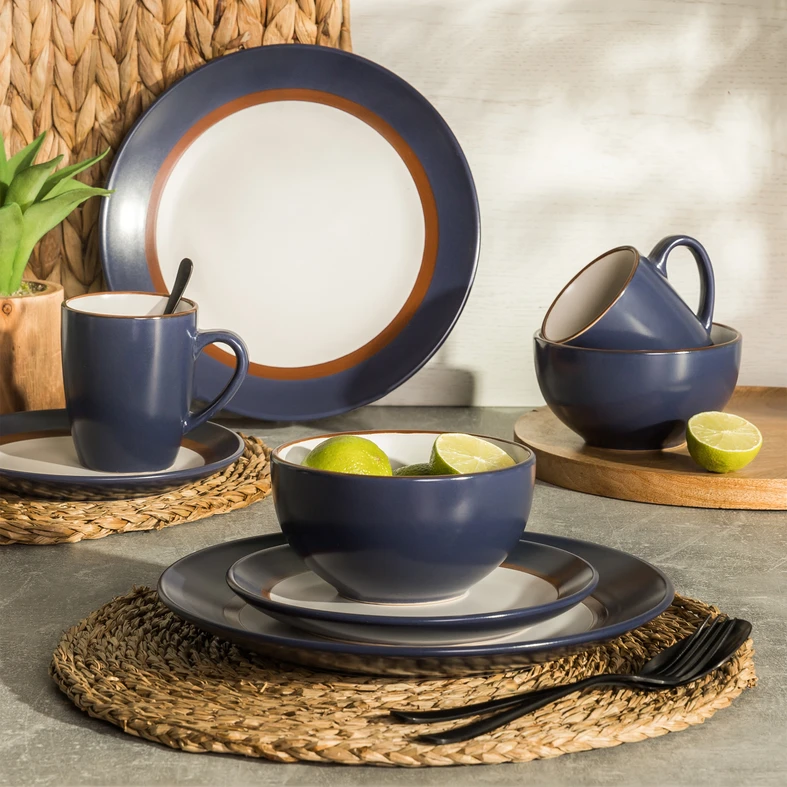 Obedový tanier bielo-modrý MARINE 26,8 cm