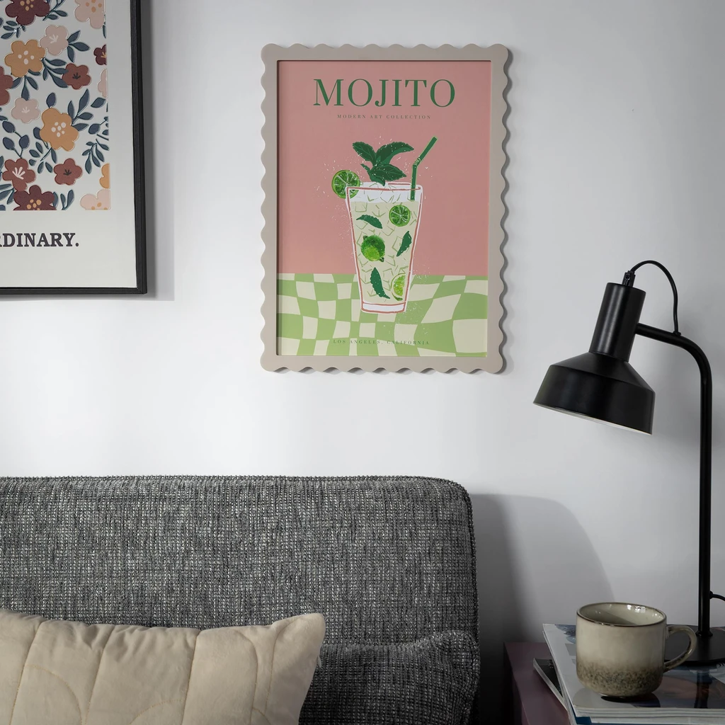 Retro obraz ružovo-zelený 30x40 cm