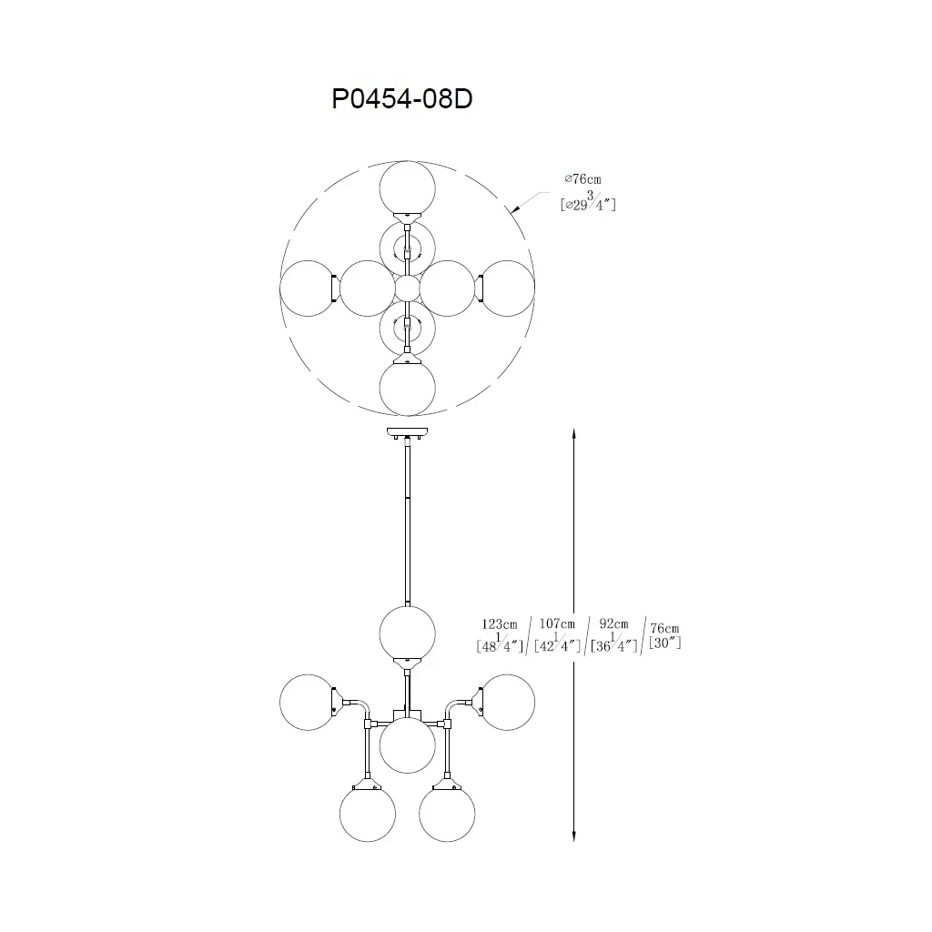 Čierno-strieborný luster RIANO 76 cm s priehľadným tienidlom