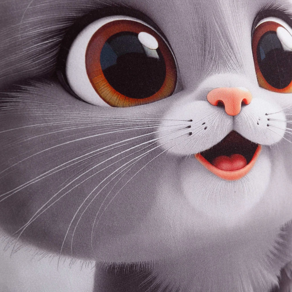 Szara poduszka przytulanka w kształcie kotka