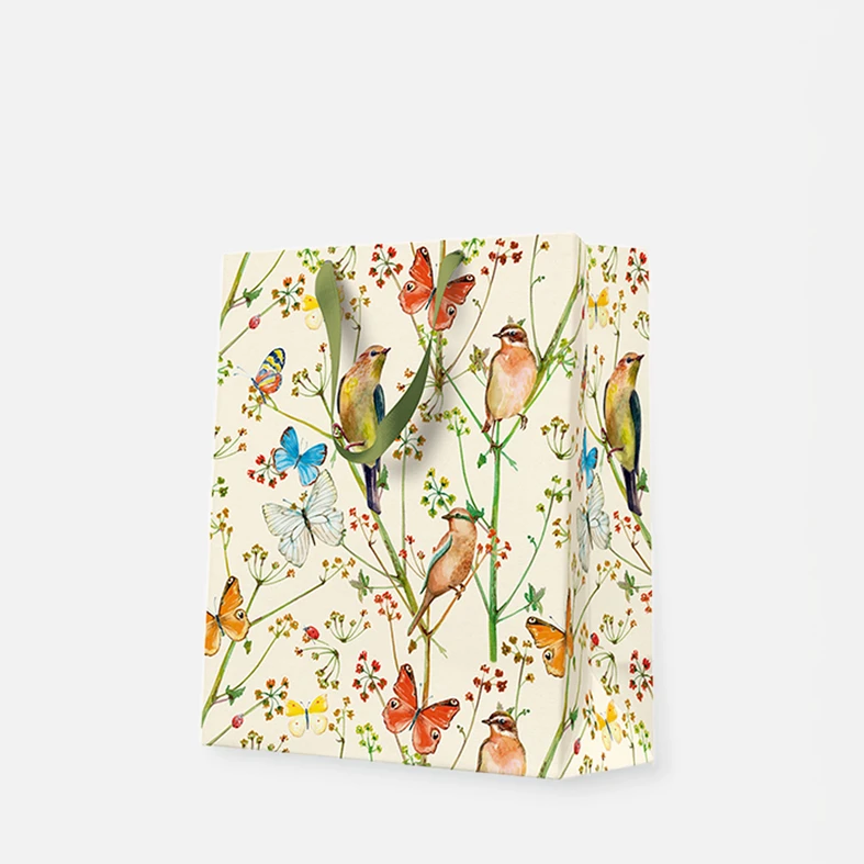 Torba prezentowa w ptaki i motyle kolorowe 