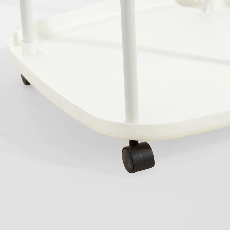 Príručný stolík na kolieskach s 2 poličkami biely 39x50 cm