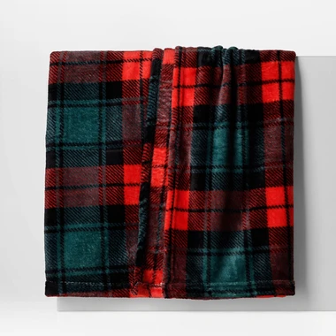 Zeleno-červená károvaná deka TYLOR 150x200 cm